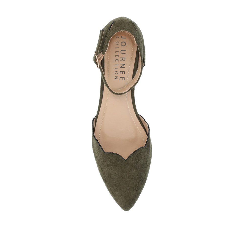 LANA SCALLOPED D'ORSAY FLAT IN FAUX SUEDE