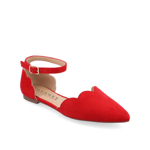 LANA SCALLOPED D'ORSAY FLATS IN WIDE - Red