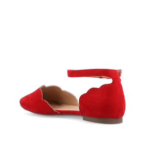 LANA SCALLOPED D'ORSAY FLAT IN FAUX SUEDE - Red