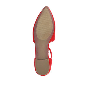 LANA SCALLOPED D'ORSAY FLAT IN FAUX SUEDE - Red
