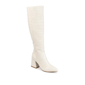 LANDREE KNEE-HIGH BOOTS IN VEGAN LEATHER - Bone
