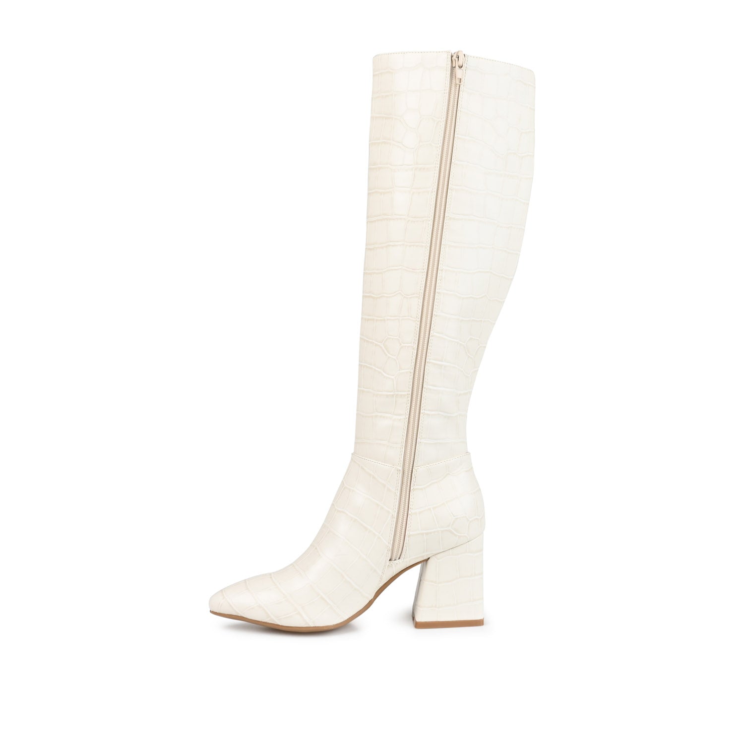 LANDREE KNEE-HIGH BOOTS IN VEGAN LEATHER - Bone