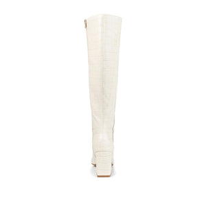 LANDREE KNEE-HIGH BOOTS IN VEGAN LEATHER - Bone