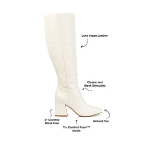 LANDREE KNEE-HIGH BOOTS IN VEGAN LEATHER - Bone