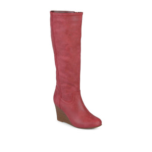 LANGLY KNEE-HIGH BOOTS IN VEGAN LEATHER - Red