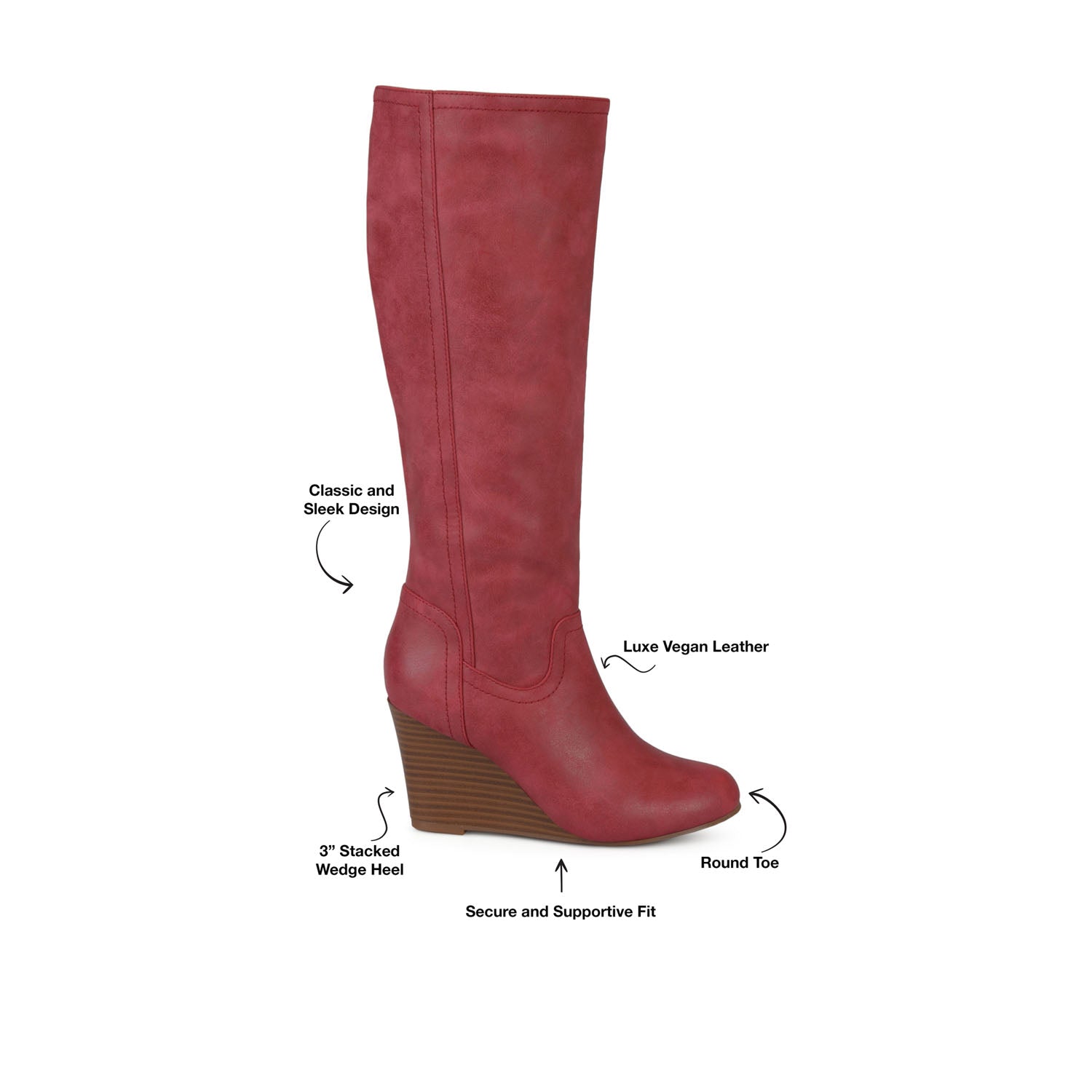 LANGLY KNEE-HIGH BOOTS IN WIDE CALF - Red