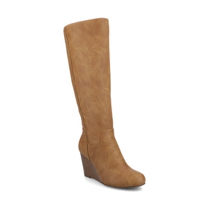 LANGLY KNEE-HIGH BOOTS IN WIDE CALF - Tan