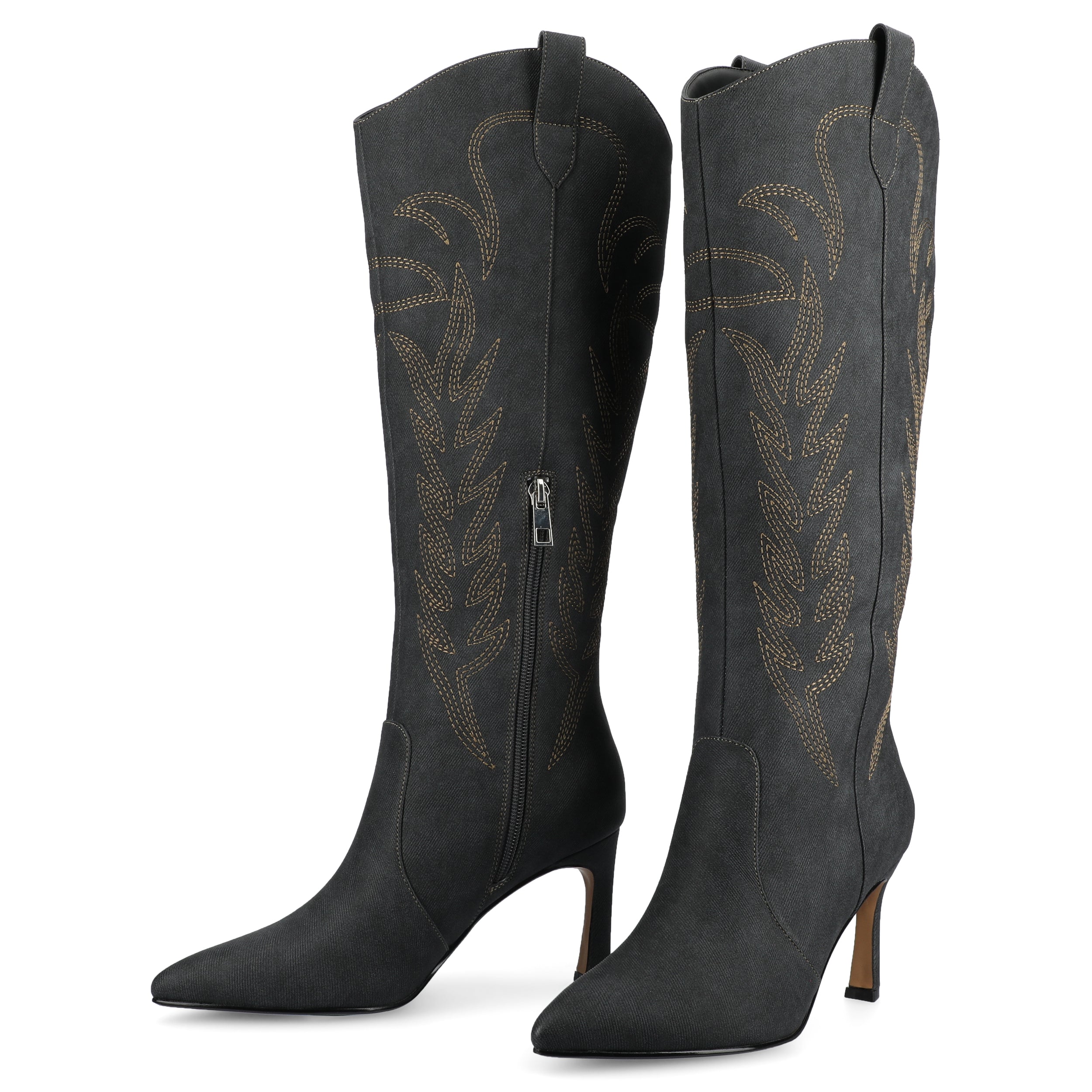 LARAMIE KNEE HIGH WESTERN BOOTS - Charcoal