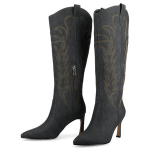 LARAMIE KNEE HIGH WESTERN BOOTS - Charcoal