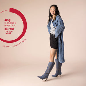 LARAMIE KNEE HIGH WESTERN BOOTS - Denim