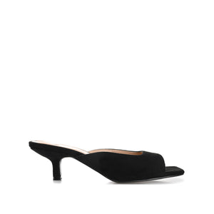 LARNA FAUX SUEDE PEEP TOE KITTEN HEELS IN WIDE - Black