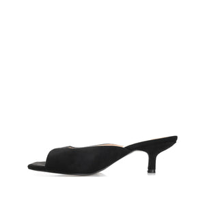 LARNA FAUX SUEDE PEEP TOE KITTEN HEELS - Black