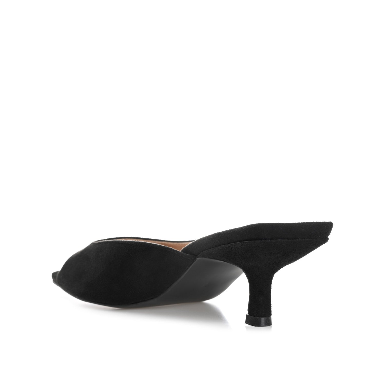 LARNA FAUX SUEDE PEEP TOE KITTEN HEELS IN WIDE - Black