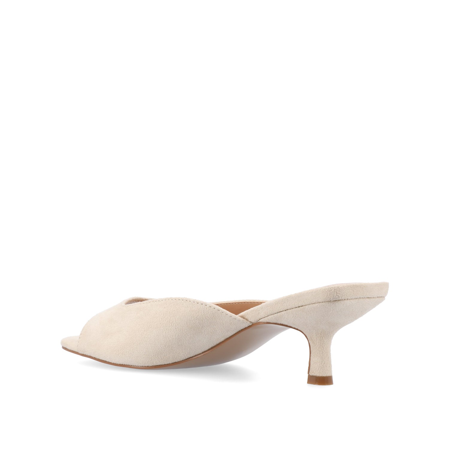 LARNA FAUX SUEDE PEEP TOE KITTEN HEELS - Bone