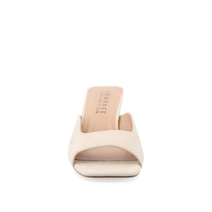 LARNA FAUX SUEDE PEEP TOE KITTEN HEELS IN WIDE - Bone