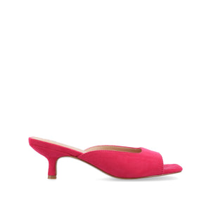 LARNA FAUX SUEDE PEEP TOE KITTEN HEELS IN WIDE - Fuchsia