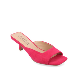 LARNA FAUX SUEDE PEEP TOE KITTEN HEELS - Fuchsia