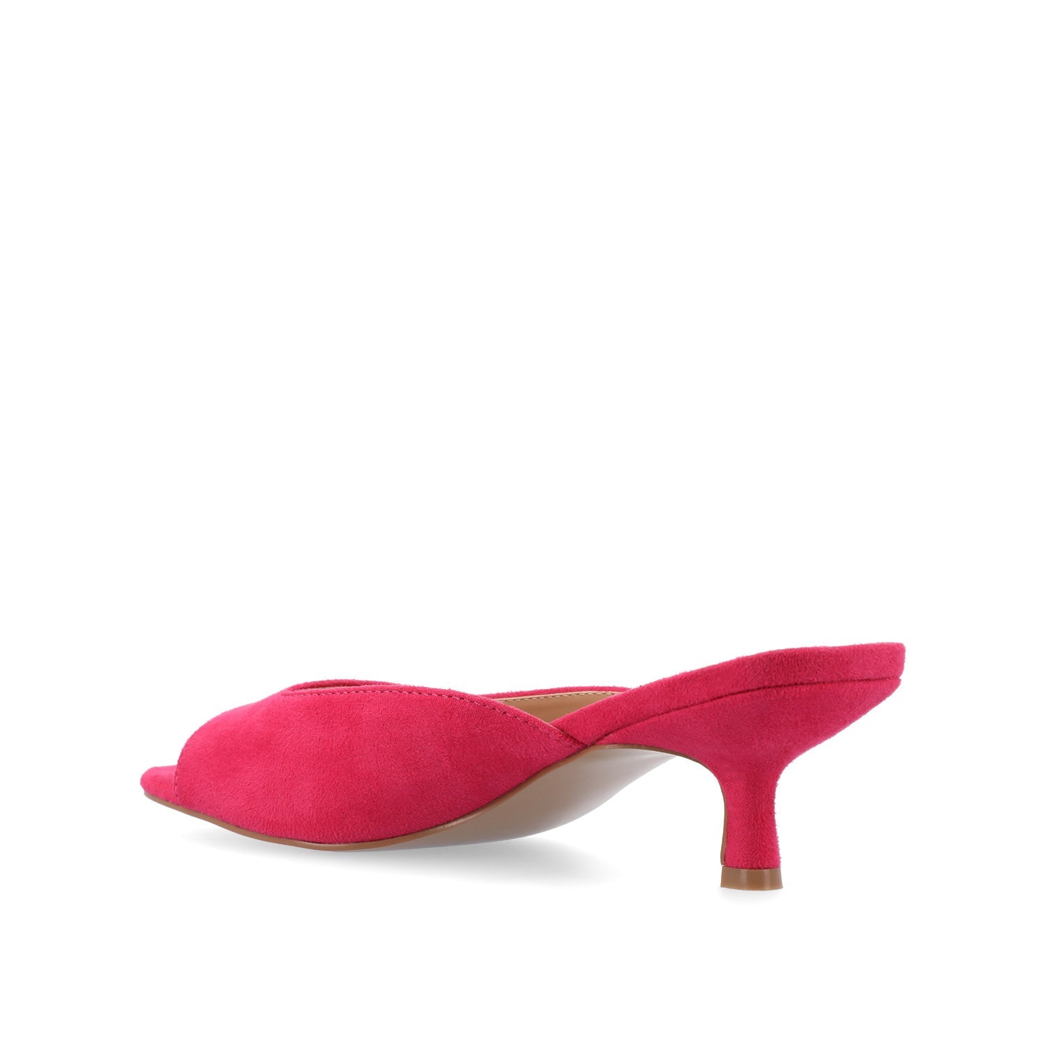 LARNA FAUX SUEDE PEEP TOE KITTEN HEELS IN WIDE - Fuchsia
