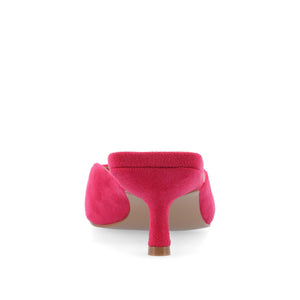 LARNA FAUX SUEDE PEEP TOE KITTEN HEELS IN WIDE - Fuchsia