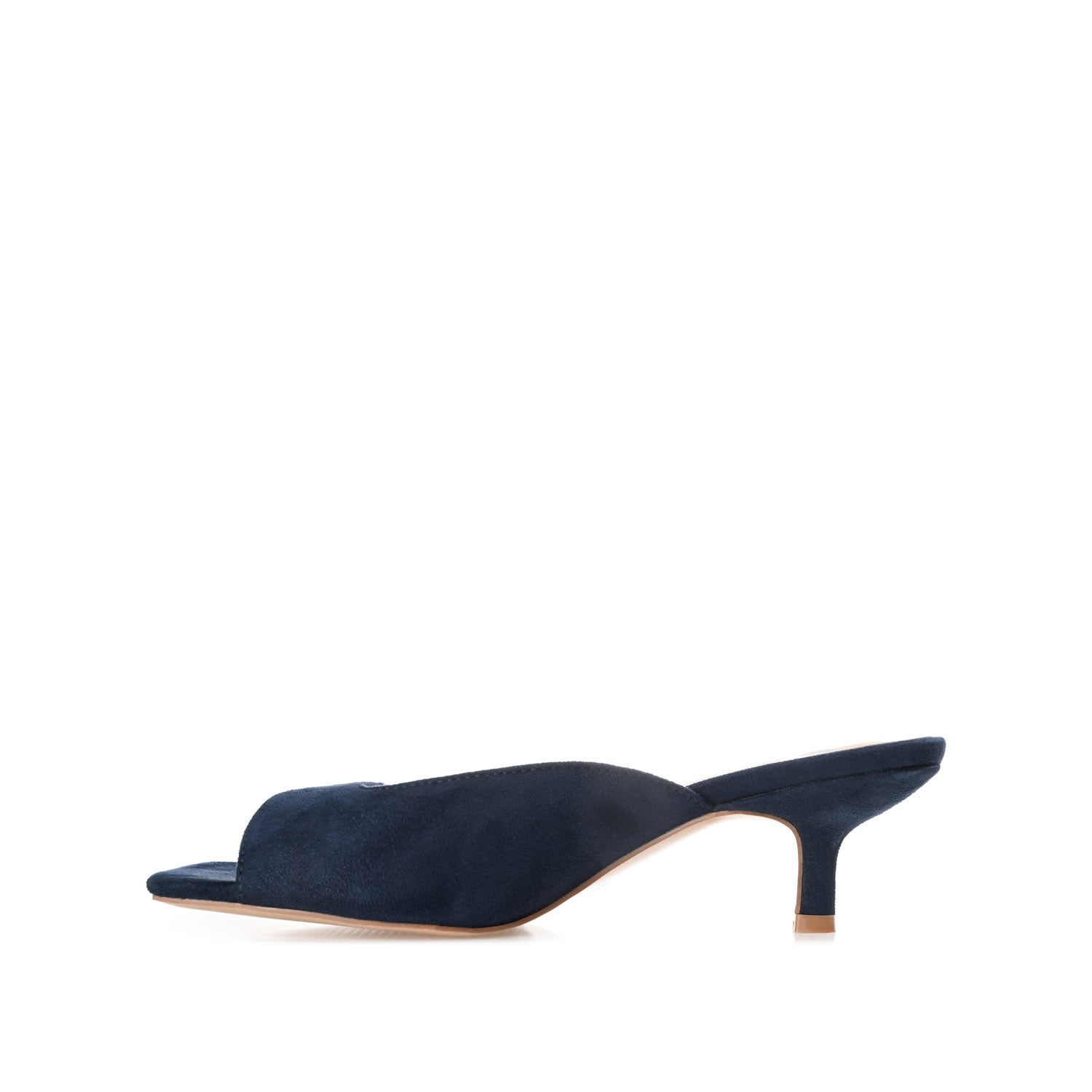 LARNA FAUX SUEDE PEEP TOE KITTEN HEELS IN WIDE - Navy Nubuck