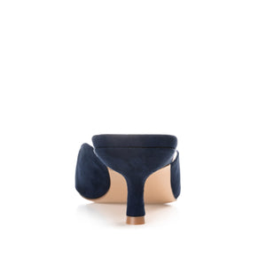 LARNA FAUX SUEDE PEEP TOE KITTEN HEELS IN WIDE - Navy Nubuck