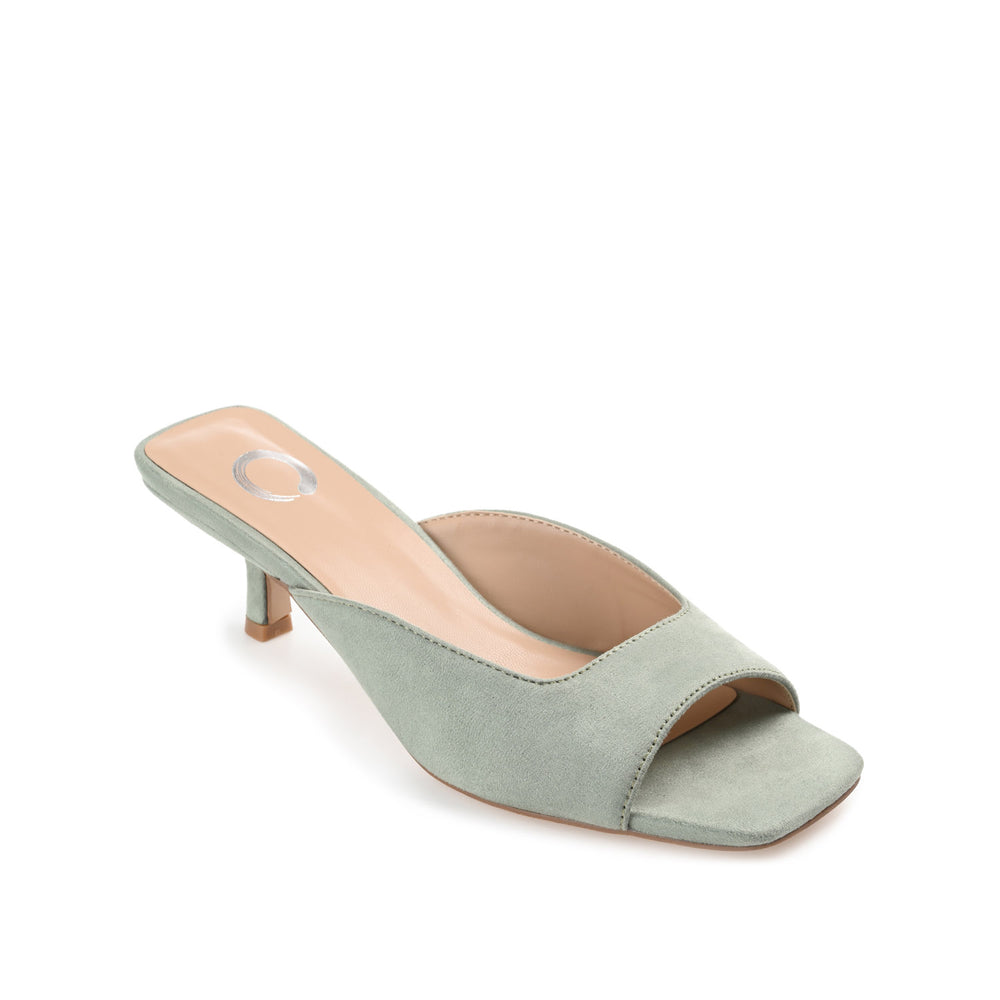 LARNA PEEP TOE KITTEN HEELS IN FAUX SUEDE