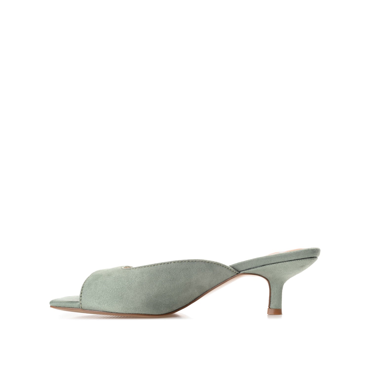 LARNA FAUX SUEDE PEEP TOE KITTEN HEELS IN WIDE - Sage