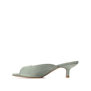 LARNA FAUX SUEDE PEEP TOE KITTEN HEELS IN WIDE - Sage