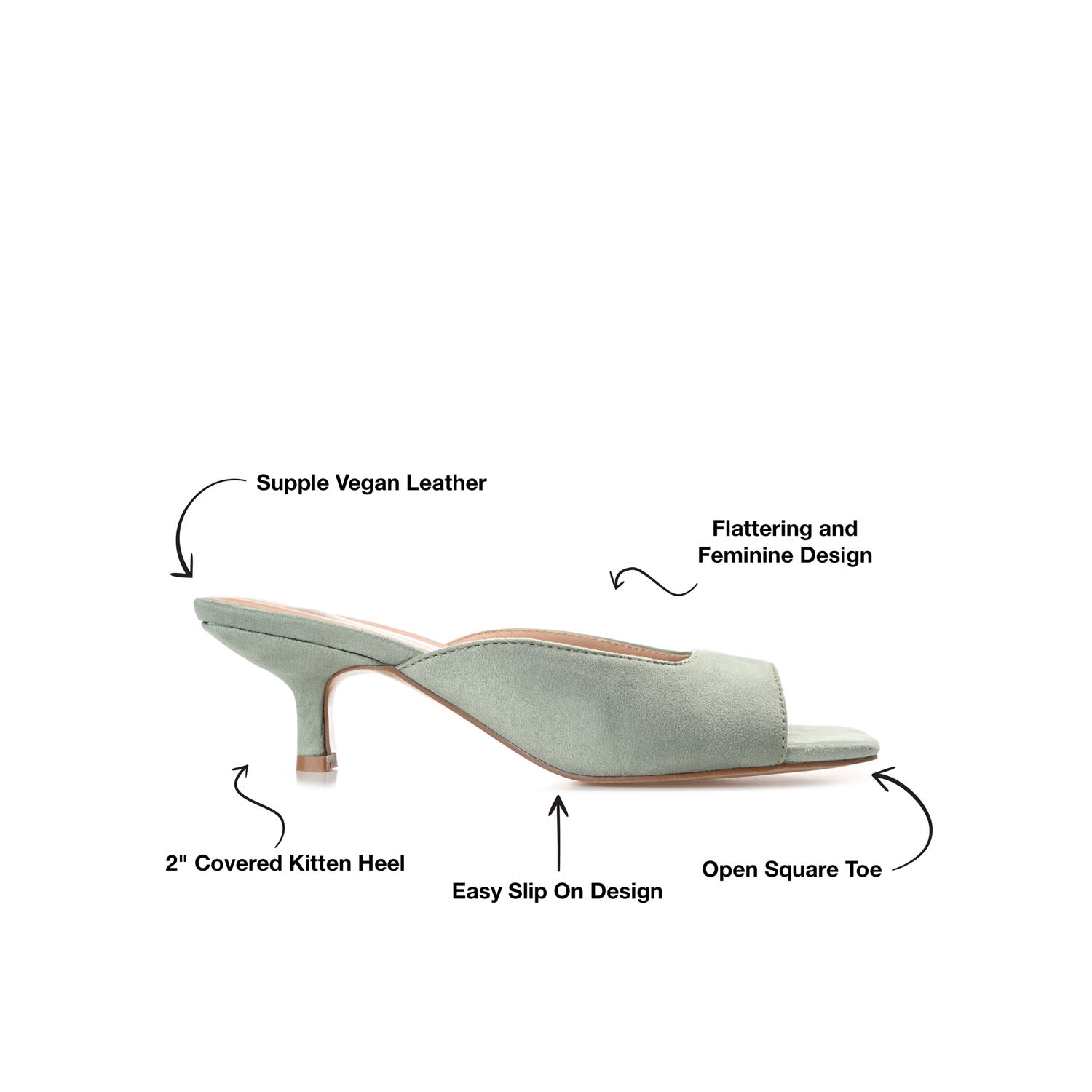 LARNA FAUX SUEDE PEEP TOE KITTEN HEELS IN WIDE - Sage