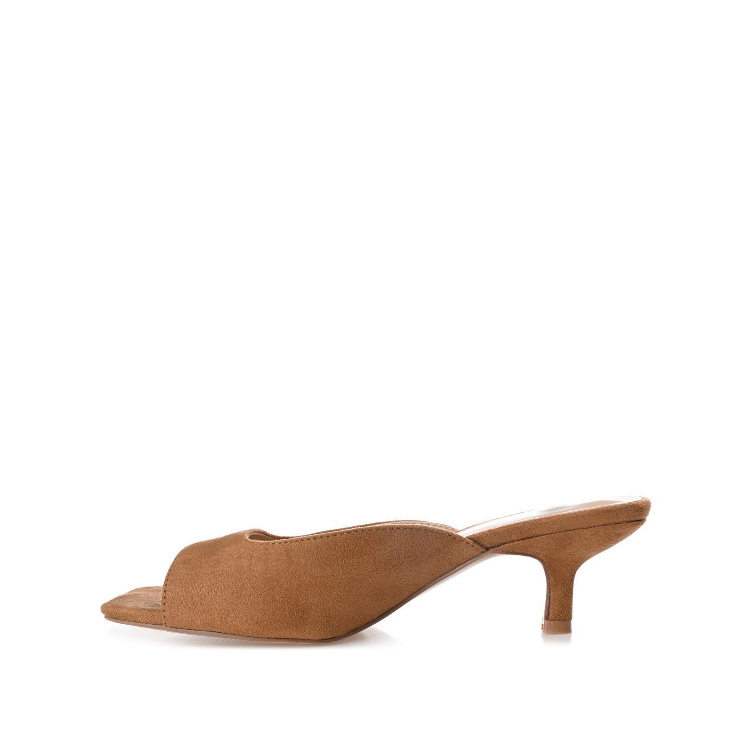 LARNA FAUX SUEDE PEEP TOE KITTEN HEELS IN WIDE - Tan