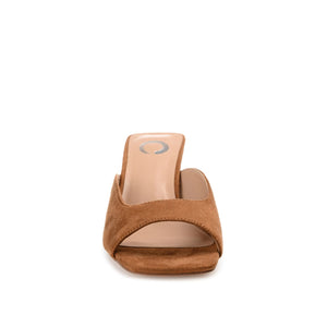 LARNA FAUX SUEDE PEEP TOE KITTEN HEELS - Tan