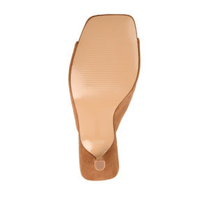 LARNA FAUX SUEDE PEEP TOE KITTEN HEELS - Tan