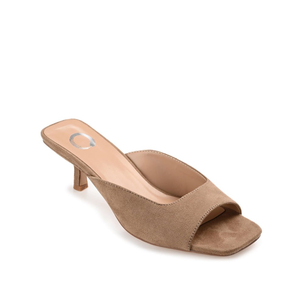 LARNA PEEP TOE KITTEN HEELS IN FAUX SUEDE