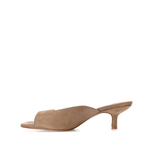 LARNA FAUX SUEDE PEEP TOE KITTEN HEELS IN WIDE - Taupe