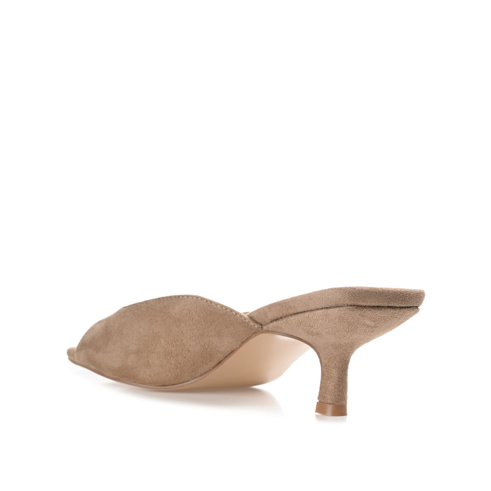 LARNA PEEP TOE KITTEN HEELS IN FAUX SUEDE