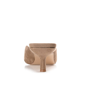 LARNA FAUX SUEDE PEEP TOE KITTEN HEELS IN WIDE - Taupe