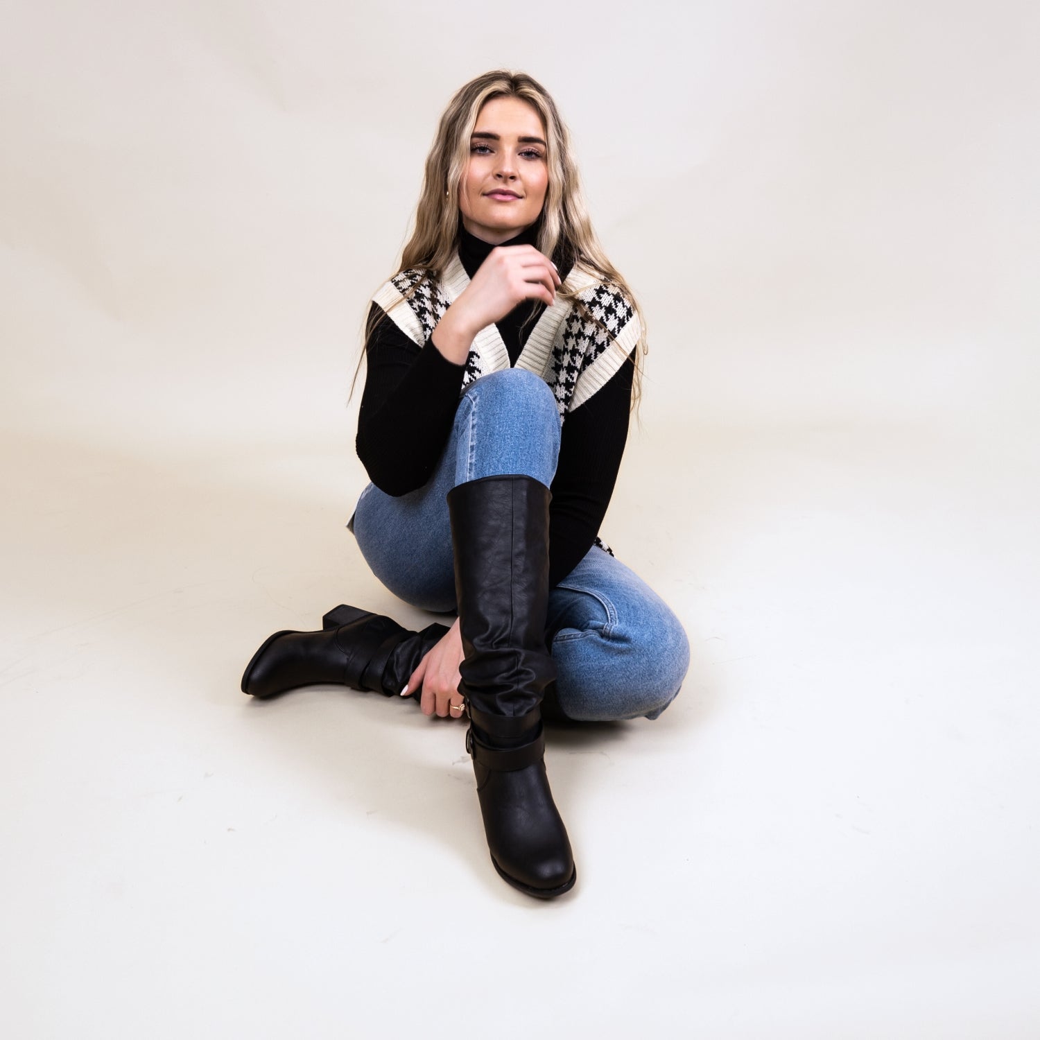 LATE KNEE-HIGH BOOTS IN WIDE WIDTH & CALF - Dark-Brown PU