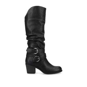 LATE KNEE-HIGH BOOTS IN WIDE CALF - Black PU