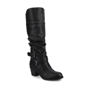 LATE KNEE-HIGH BOOTS IN WIDE CALF - Black PU