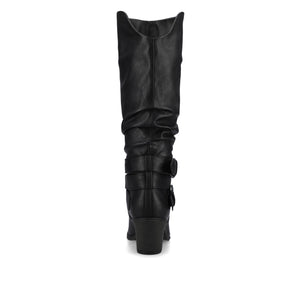 LATE KNEE-HIGH WESTERN BOOTS IN VEGAN LEATHER - Black PU