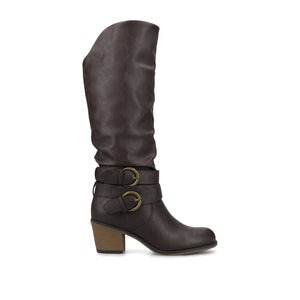 LATE KNEE-HIGH BOOTS IN WIDE WIDTH & CALF - Dark-Brown PU