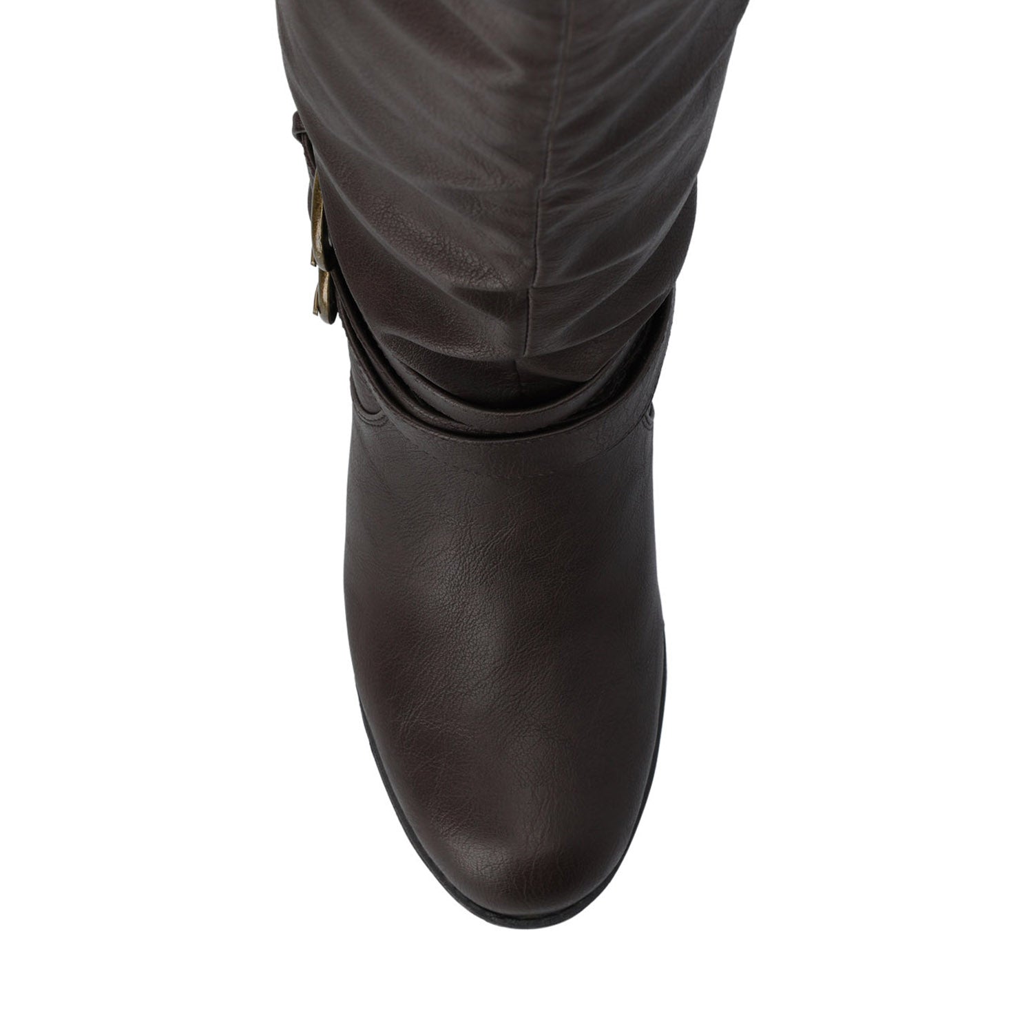 LATE KNEE-HIGH BOOTS IN WIDE CALF - Dark-Brown PU