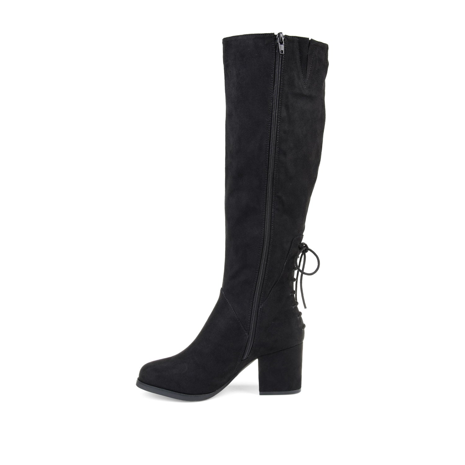 LEEDA KNEE-HIGH BOOTS IN FAUX SUEDE - Black