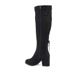 LEEDA KNEE-HIGH BOOTS IN FAUX SUEDE - Black