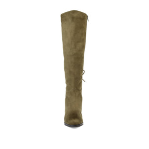 LEEDA KNEE-HIGH BOOTS IN FAUX SUEDE - Olive