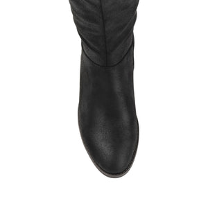 LELANNI KNEE-HIGH BOOTS IN VEGAN LEATHER - Black PU