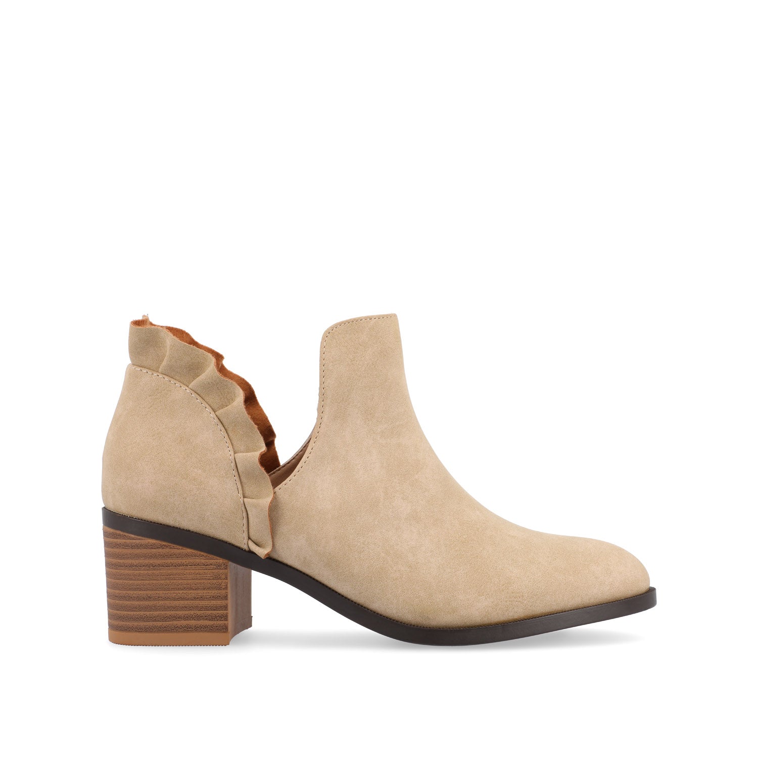 LENNIE BLOCK HEELED BOOTIES IN VEGAN LEATHER - Taupe