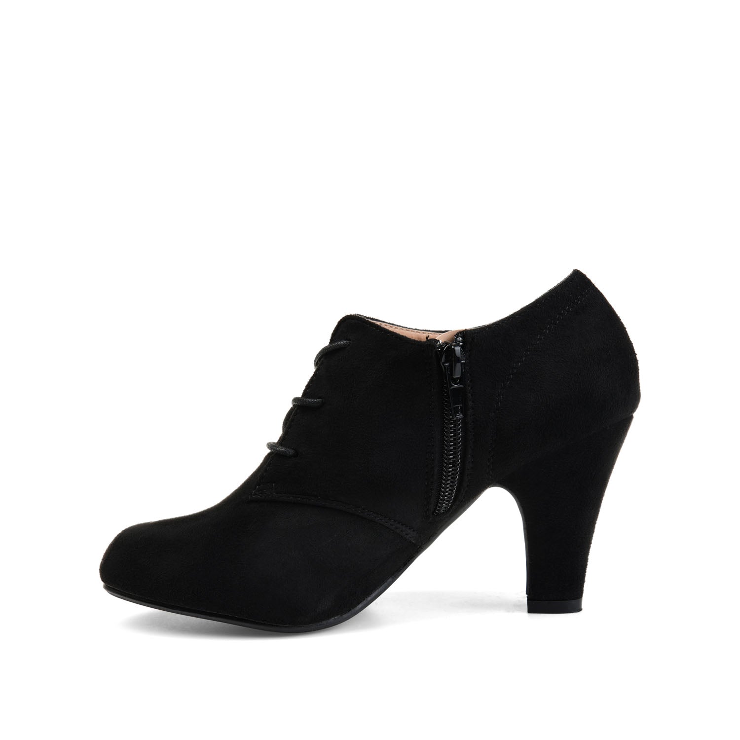 LEONA LACE-UP BOOTIES IN FAUX SUEDE - Black