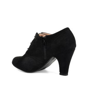 LEONA LACE-UP BOOTIES IN FAUX SUEDE - Black