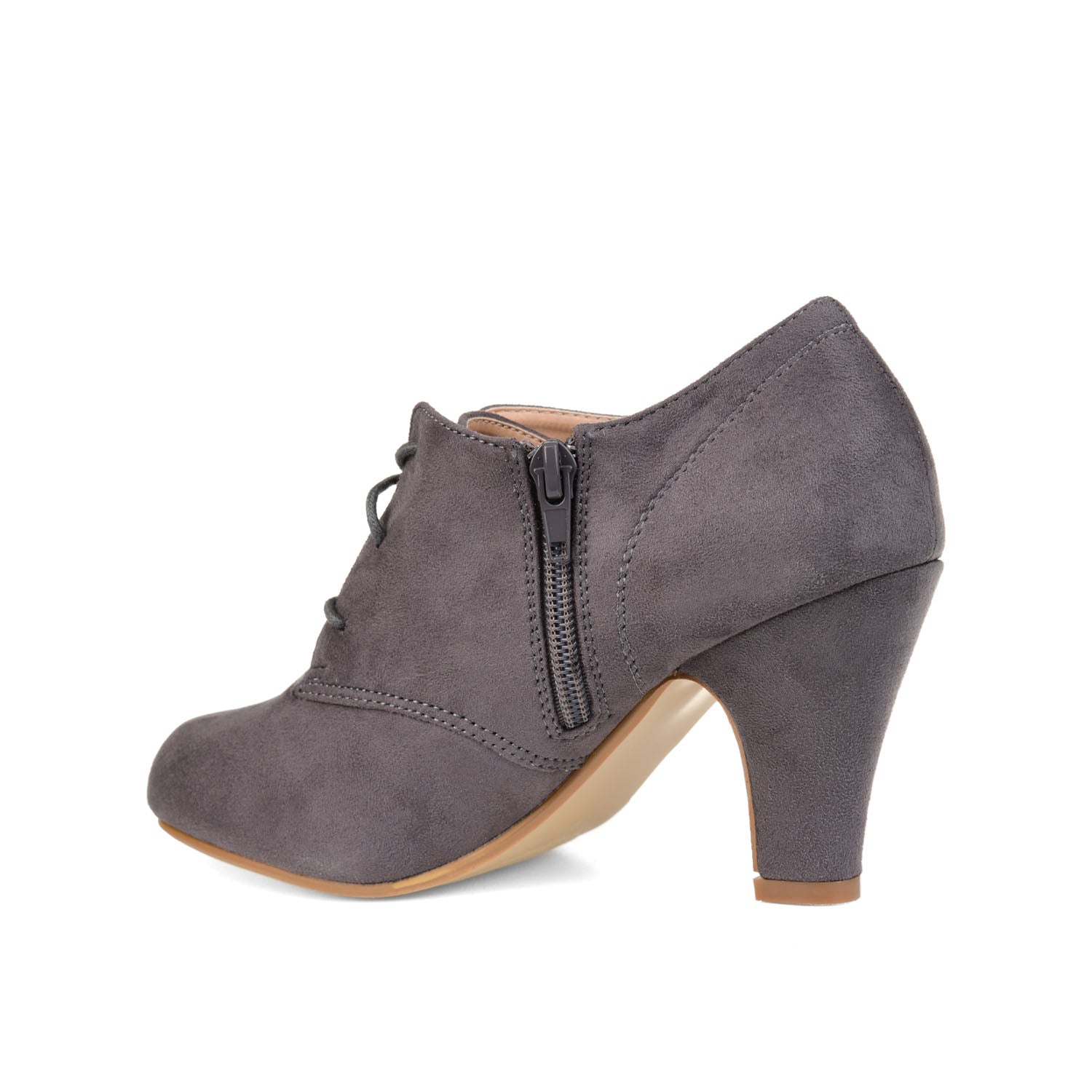 LEONA LACE-UP BOOTIES IN FAUX SUEDE - Grey